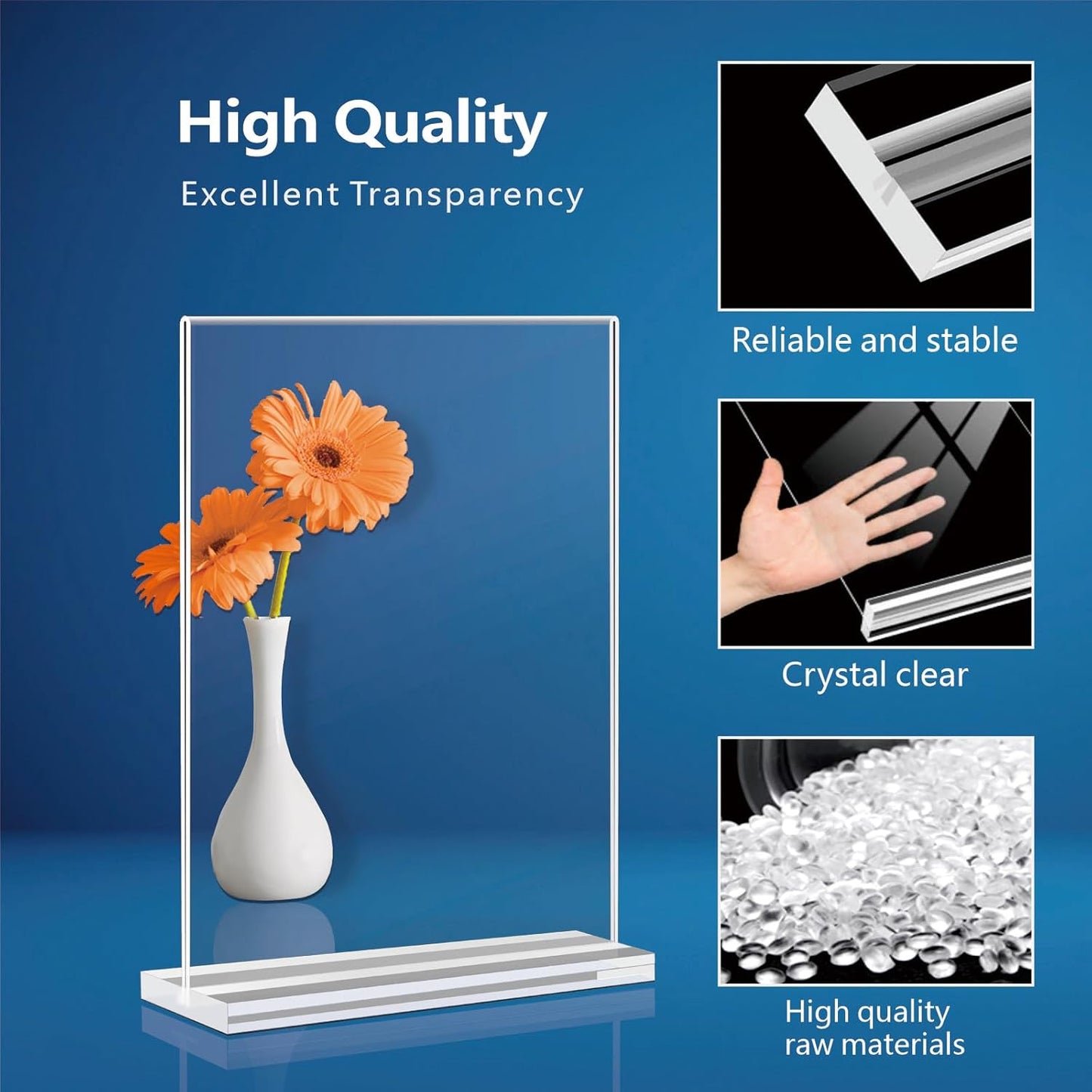 Acrylic Sign Holder 4x6 - 16 Pack Clear Display Stand Vertical Picture Holders for Tables, Double Sided T Shape Flyer Holder Plastic Picture Frame Sign Holder for Store,Restaurants,Hotels,Office