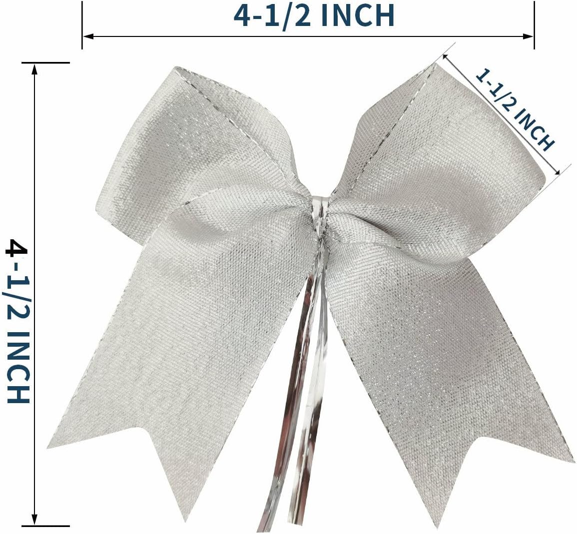 36pcs 4-1/2" Metallic Silver Bows with Twist Ties for Gift Wrapping Packing Christmas Decoration (4.5",Silver)