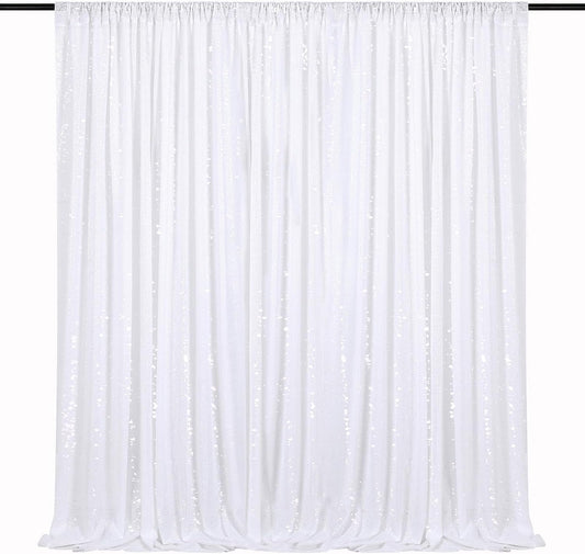 Sequin Backdrop Curtains 10ft x 10ft White Background Drapes Wedding Giltter Curtains for Birthday Party Decoration
