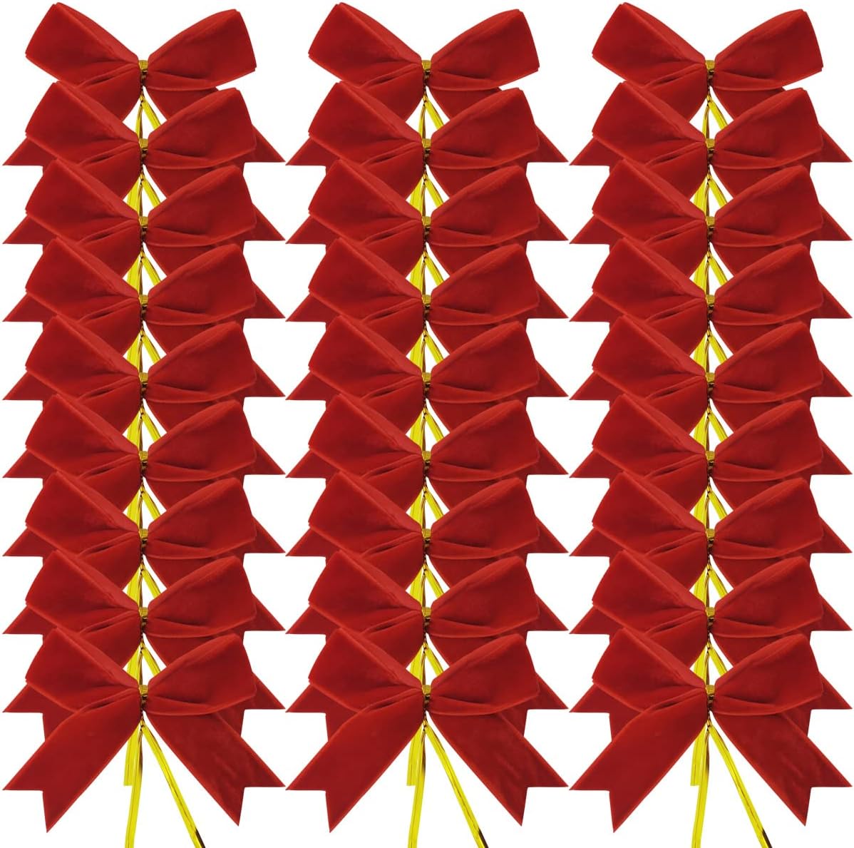 30pcs 3-1/2" Christmas Red Velvet Twist Tie Bows for Christmas Gift Wrapping with Fish Tails (Red Velvet Bow)
