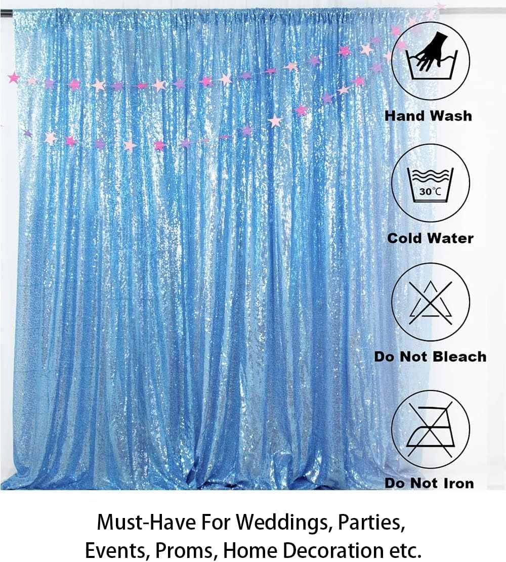 ShiDianYi Sequin Backdrop Baby Blue Sequin Photo Backdrop 4FT X 6FT Wedding Photo Booth Backdrop Shimmer Photography Background Ceremony Background
