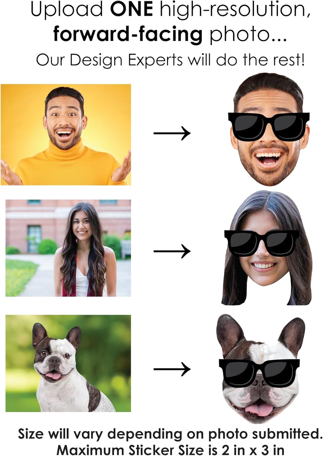 Big Dot of Happiness Custom Photo Sunglasses - Party Favors - Fun Face Cut-Out Stickers - Set of 24