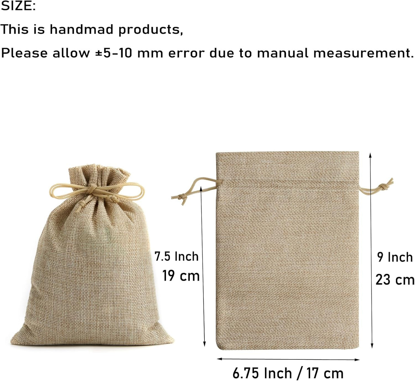 Tendwarm 20 Pcs 6.7x9 Inch Burlap Gift Bags with Drawstring Linen Jewelry Bag for Wedding Party Favors
