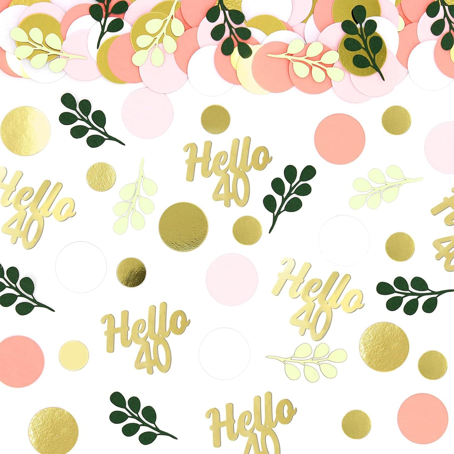 300PC 40TH Birthday Confetti for Table Pink and Sage Green Happy 40TH Birthday Decorations for Women Dots Hello 40 Confetti Scatters Forty Party Decor Supplies