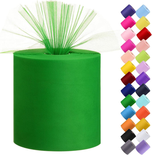 Tulle Fabric Roll, 6” by 200 Yards (600FT) Tulle Organza Fabric Spool for DIY Tutu Skirt Baby Shower Decor Wedding Backdrop Crafts Birthday Party Supplies (Green)