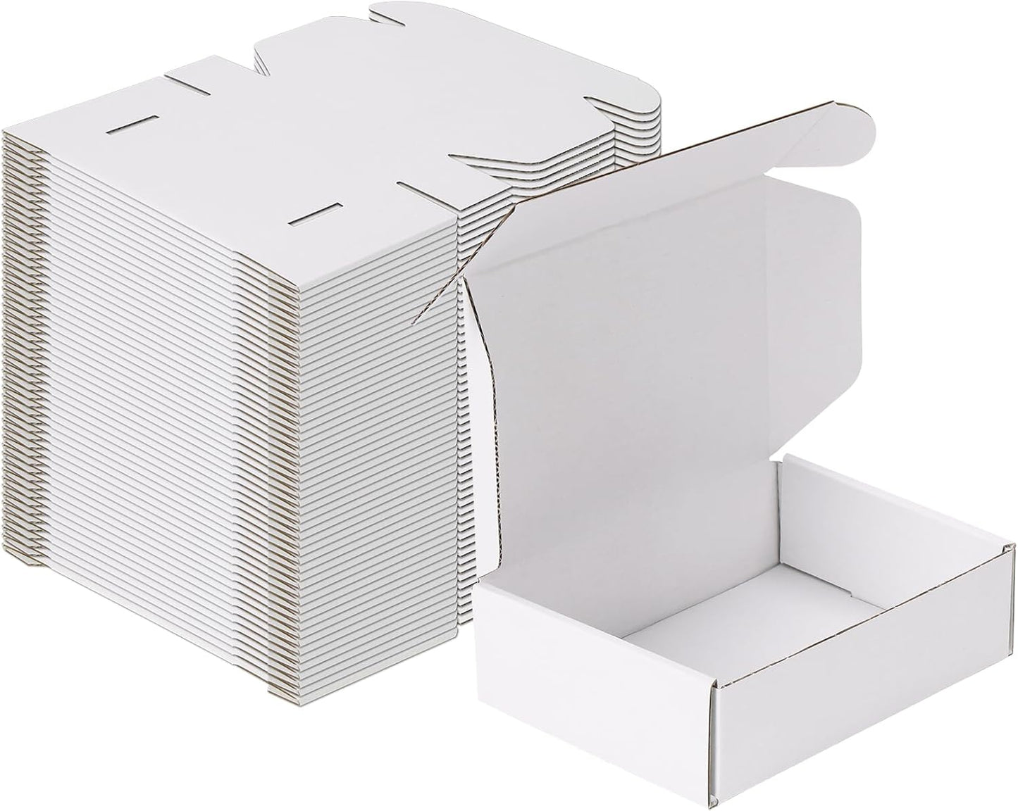 MEBRUDY 7x5x2 Inches Shipping Boxes Pack of 50, Small Corrugated Cardboard Box for Mailing Mailer Packing, White