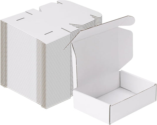MEBRUDY 7x5x2 Inches Shipping Boxes Pack of 50, Small Corrugated Cardboard Box for Mailing Mailer Packing, White