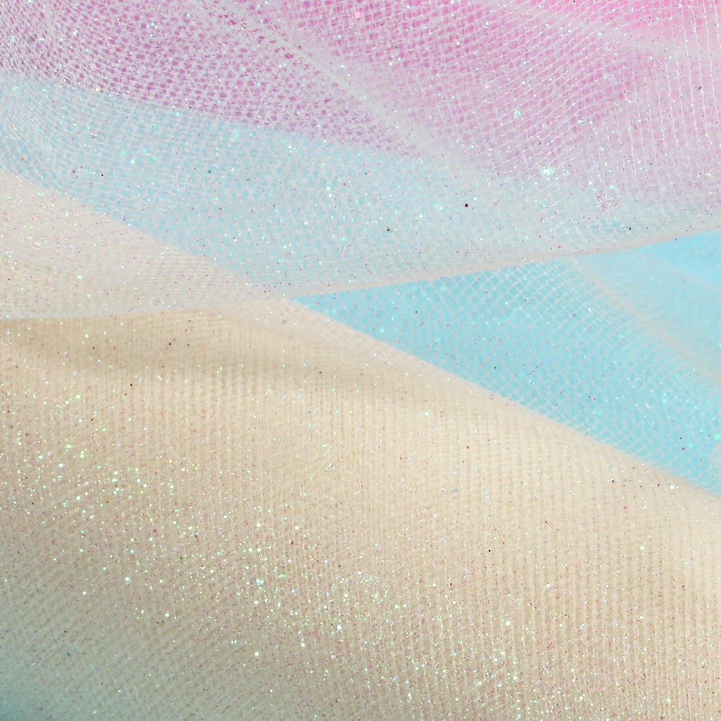 ICOSHOW Sparkling Tulle Rolls, 15” by 30 Yards (90FT) Glitter Tulle Spool Ribbon Fabric for Wedding Birthday Bridal Shower Tutu Skirt Party Gift Wrapping (Ivory)