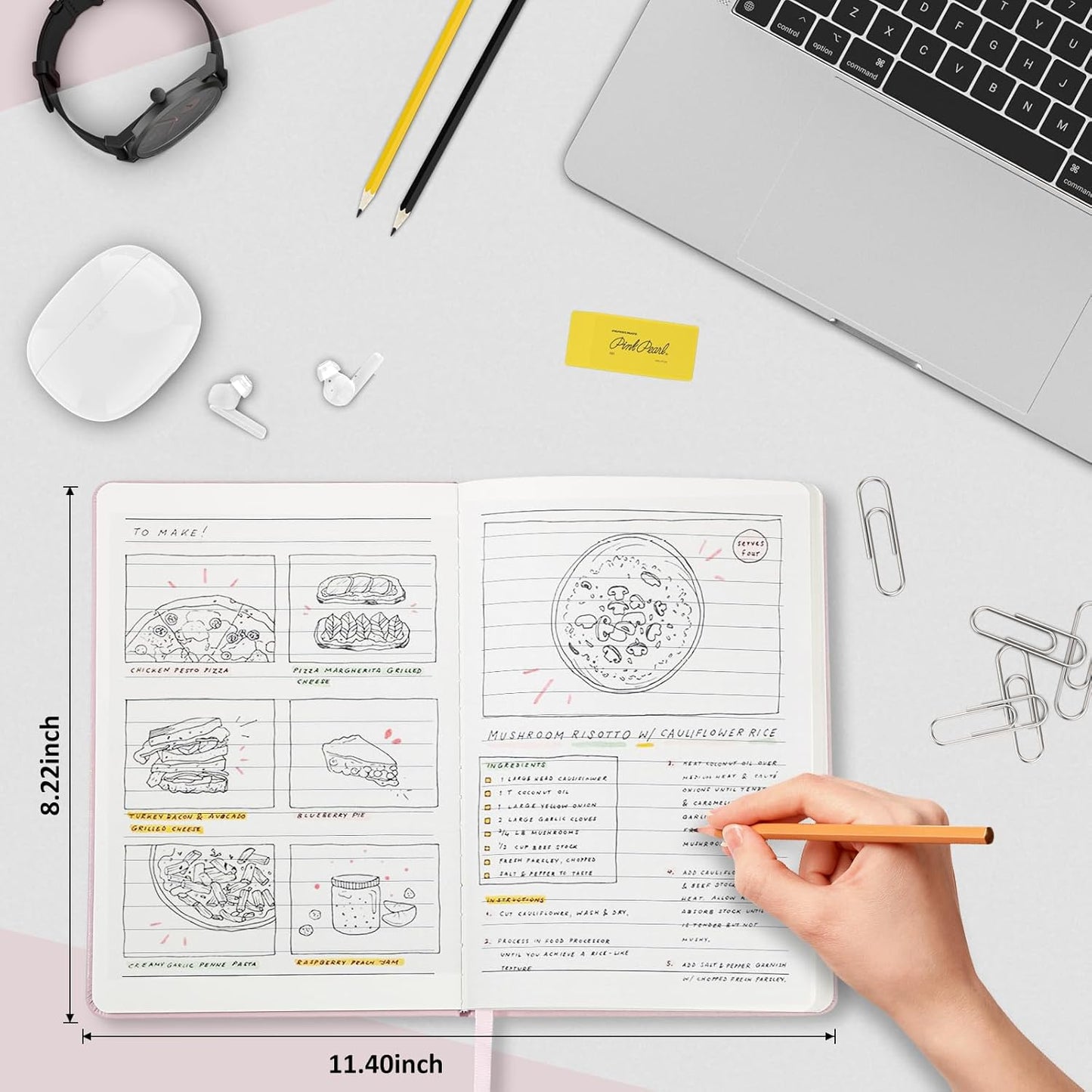 Lined Journal Notebook for Women Men, 200 Pages A5 Hardcover Leather Journals 5.7” x 8.3”, A5 College Ruled Notebooks with 100 GSM Thick Paper for Writing,Travel,School,Office,Work,Business（Pink）