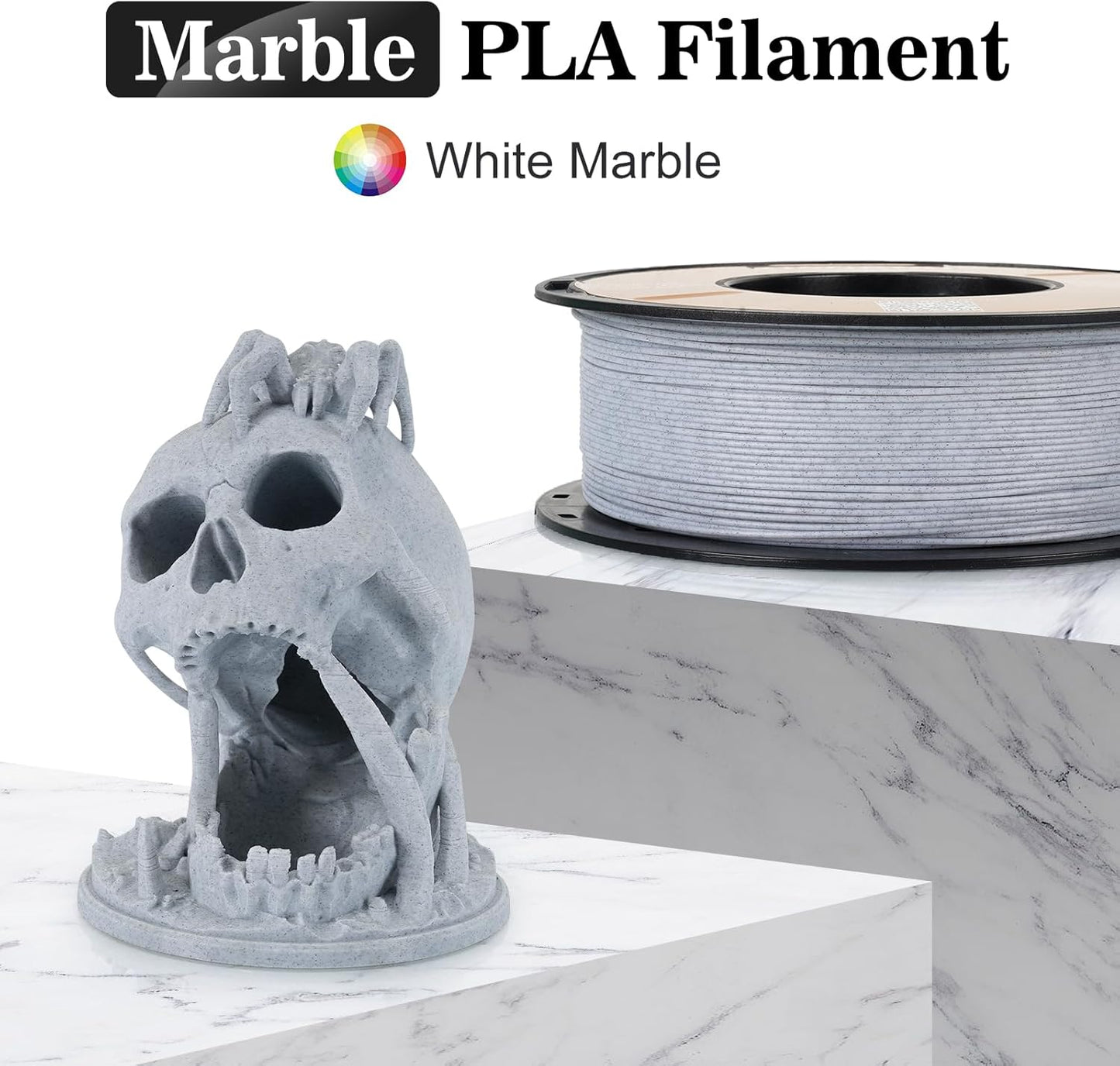 Kingroon Marble PLA Filament, 1.75mm 3D Printing Filament 1 kg(2.2lbs), Dimensional Accuracy Probability +/- 0.02mm, Sparkly Stone Rock 3D Printer Filament