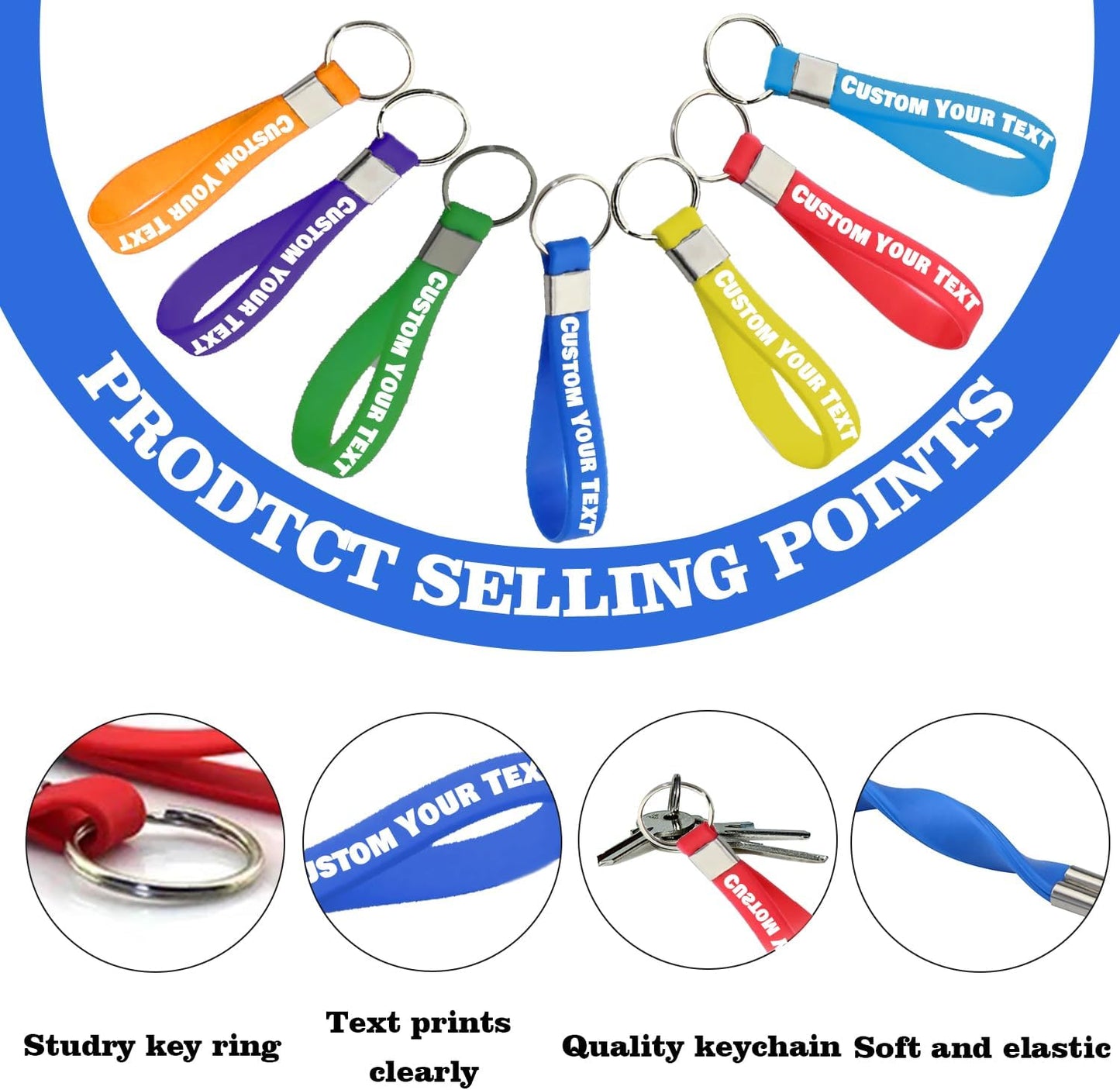 Personalized Keychain Silicone 5/10/50/100 Bulk Custom Keychains with Text for Events Party Guests Gifts