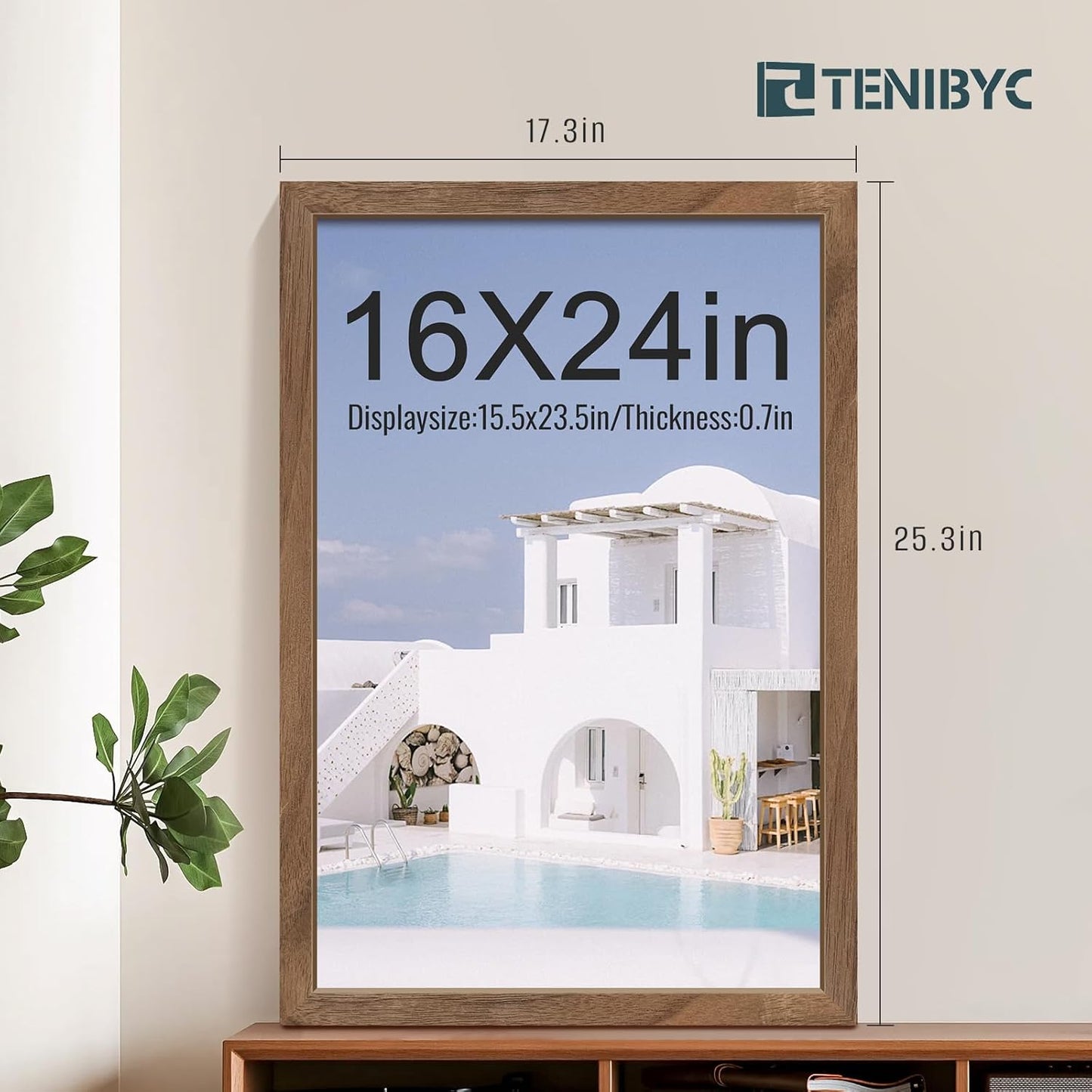 16x24 Frame - 4 Pack, Walnut Brown Wood Grain, Display 16x24 or 24x16 Photos, Posters and Puzzles, Picture Frame for Wall