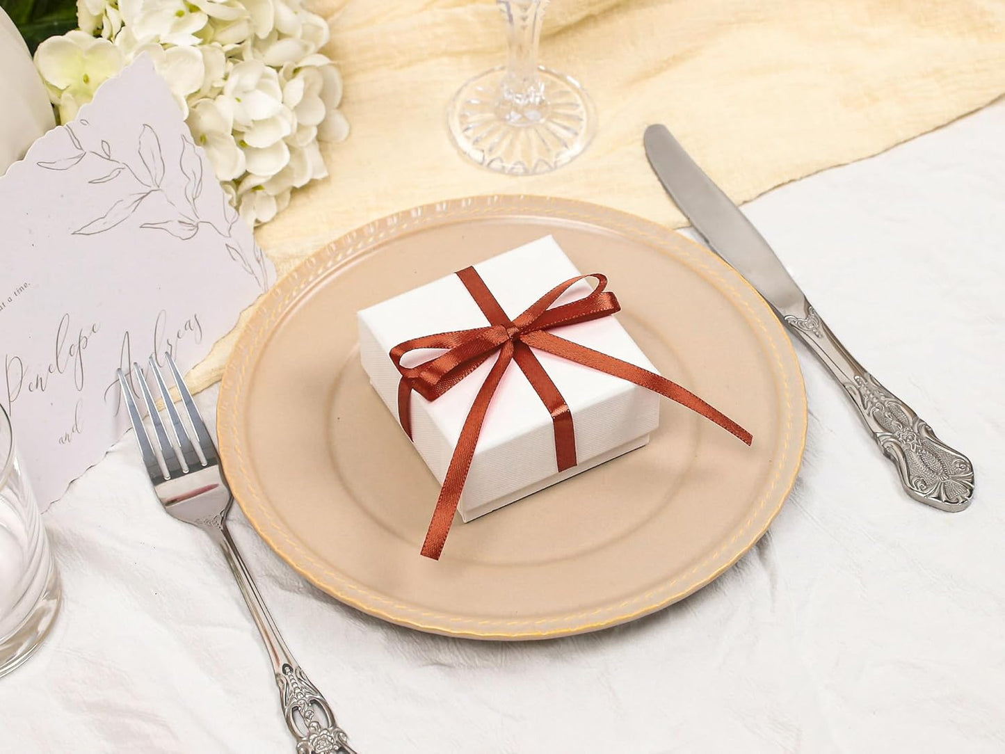 Copper Satin Ribbon 1/4 inch X Continuous 50 Yards, Single Face Polyester Ribbon Perfect for Gift Wrapping, Flower Bouquet, Wedding Decor, Crafts, Bow Making, Sewing and More