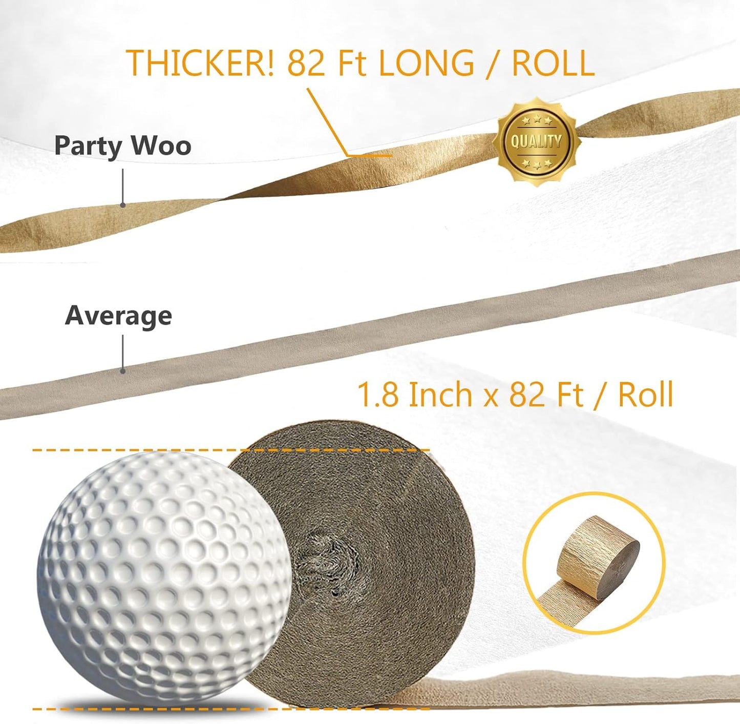 PartyWoo Crepe Paper Streamers 4 Rolls 328ft, Pack of Black and Gold Crepe Paper for Party, Wedding, Birthday, New Year's Eve Decorations (1.8 Inch x 82 Ft/Roll)