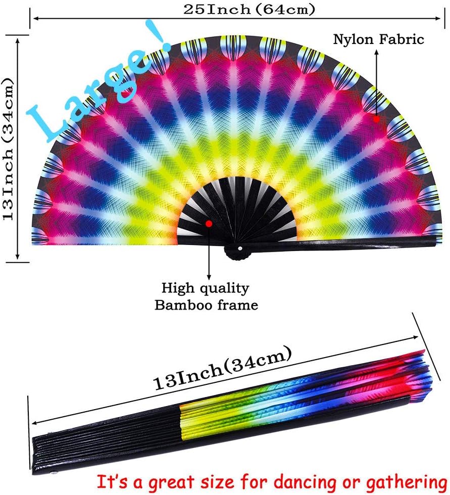 Amajiji Large Folding Hand Rave Fan Popping Fan for Line Dancing Clacking Fans for Boots On The Ground Dance,Party,Decoration,Festival (Ａperture)