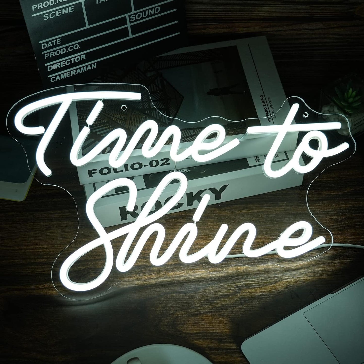 Time To Shine Neon Sign White Led Sign Time To Shine Neon Lights Decor for Lover Dimmable Letter Neon Wall Signs USB Powered with Switch Neon Signs for Wall Decor Party Wedding（16.5’’X10.2’’）