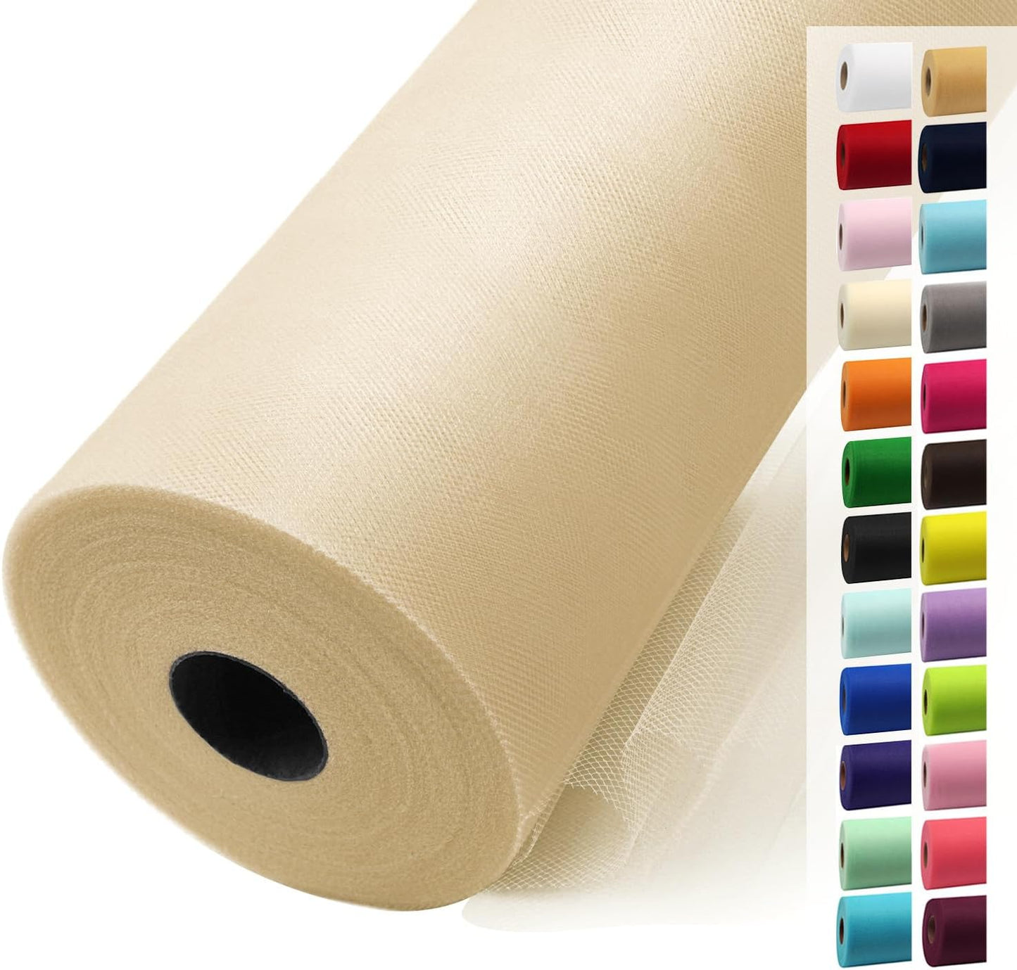 Honey Beige Tulle Fabric Rolls 54 Inch by 40 Yards Tulle Bolt Spool for Wedding Decorations DIY Tutu Baby Shower Table Skirt Ceiling Decor Birthday Party Craft Supplies