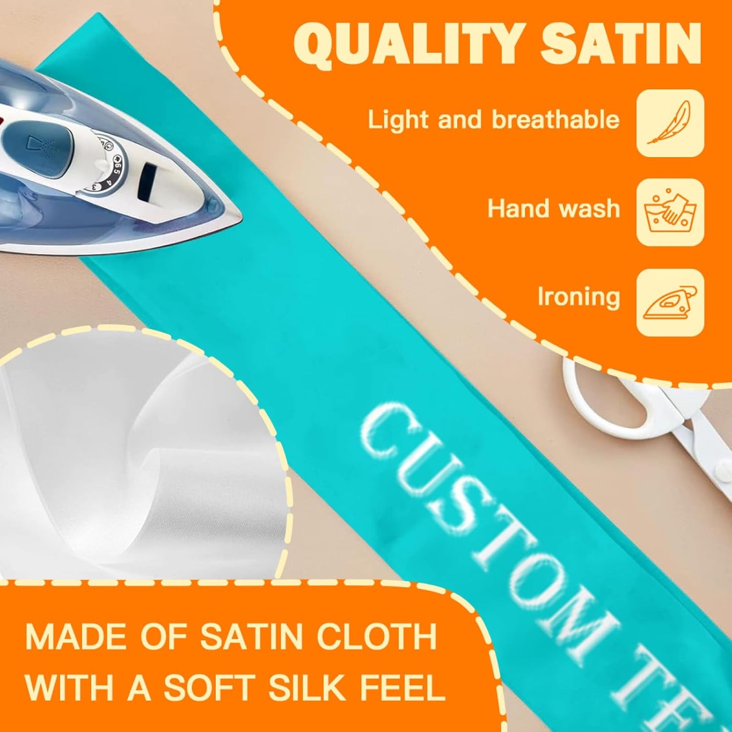 Custom Sash,Personalized Birthday Sash with Text Photo,Customized Bachelorette Sash Quote Sash Bride to Be Sash Color Optional (No decorative edge, Light Green)