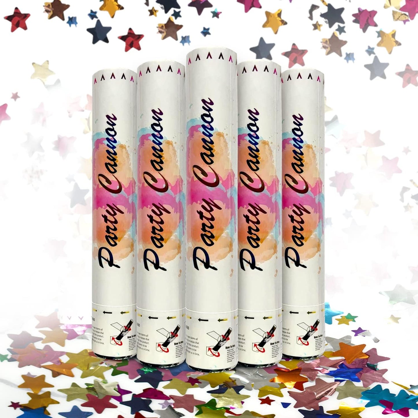 [6 Pack] 12 Inch Confetti Cannon Party Poppers Party Supplies, Air Powered | Launches 20-25ft | Celebrations, New Year's Eve, Christmas Birthdays,Easter and Weddings,Graduation ceremony
