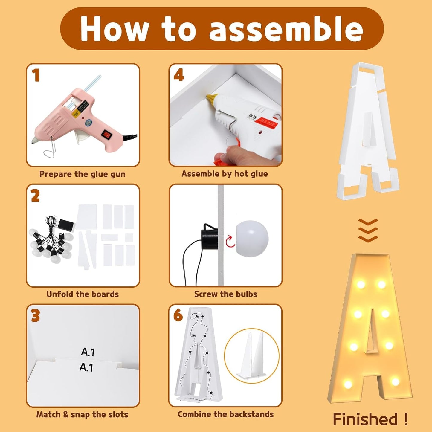 imprsv Marquee Light Up Letters, 3FT Mosaic Letters with Light for Baby Shower Graduation Party Decor, Large A for Engagement Wedding Party Decorations (Need to Assemble)