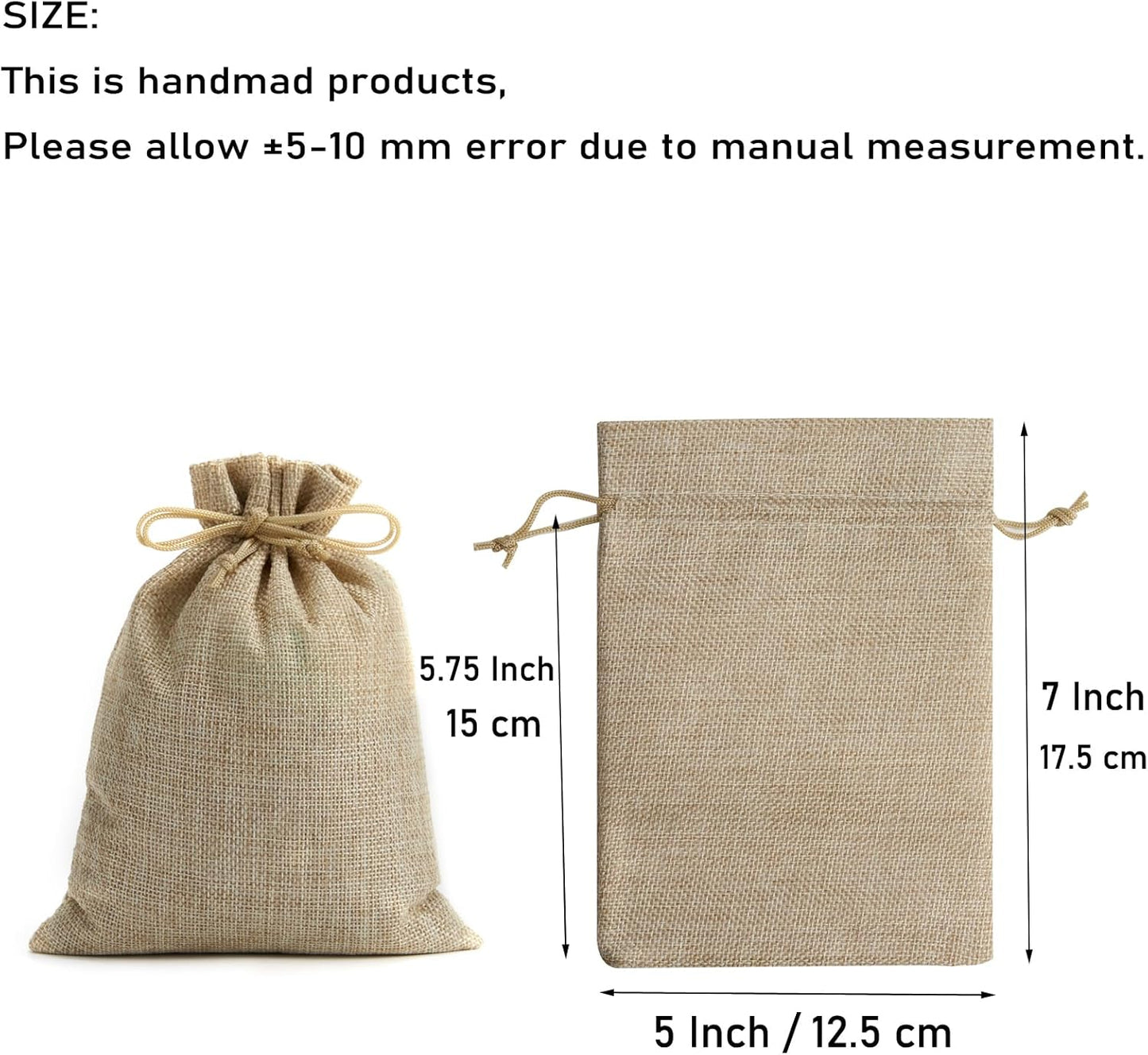 Tendwarm 50 Pcs 5x7 Inch Burlap Gift Bags with Drawstring Recyclable Linen Sacks Jewelry Bag for Wedding Party Favors DIY Craft