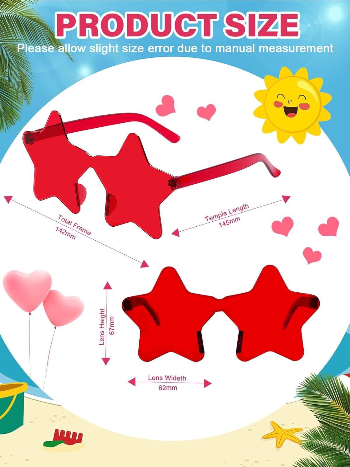 12 Pairs Star Kids Sunglasses Bulk Colorful Rimless Star Glasses for Women Adults Fun Trendy Transparent Star Sunglasses Birthday Party Favor