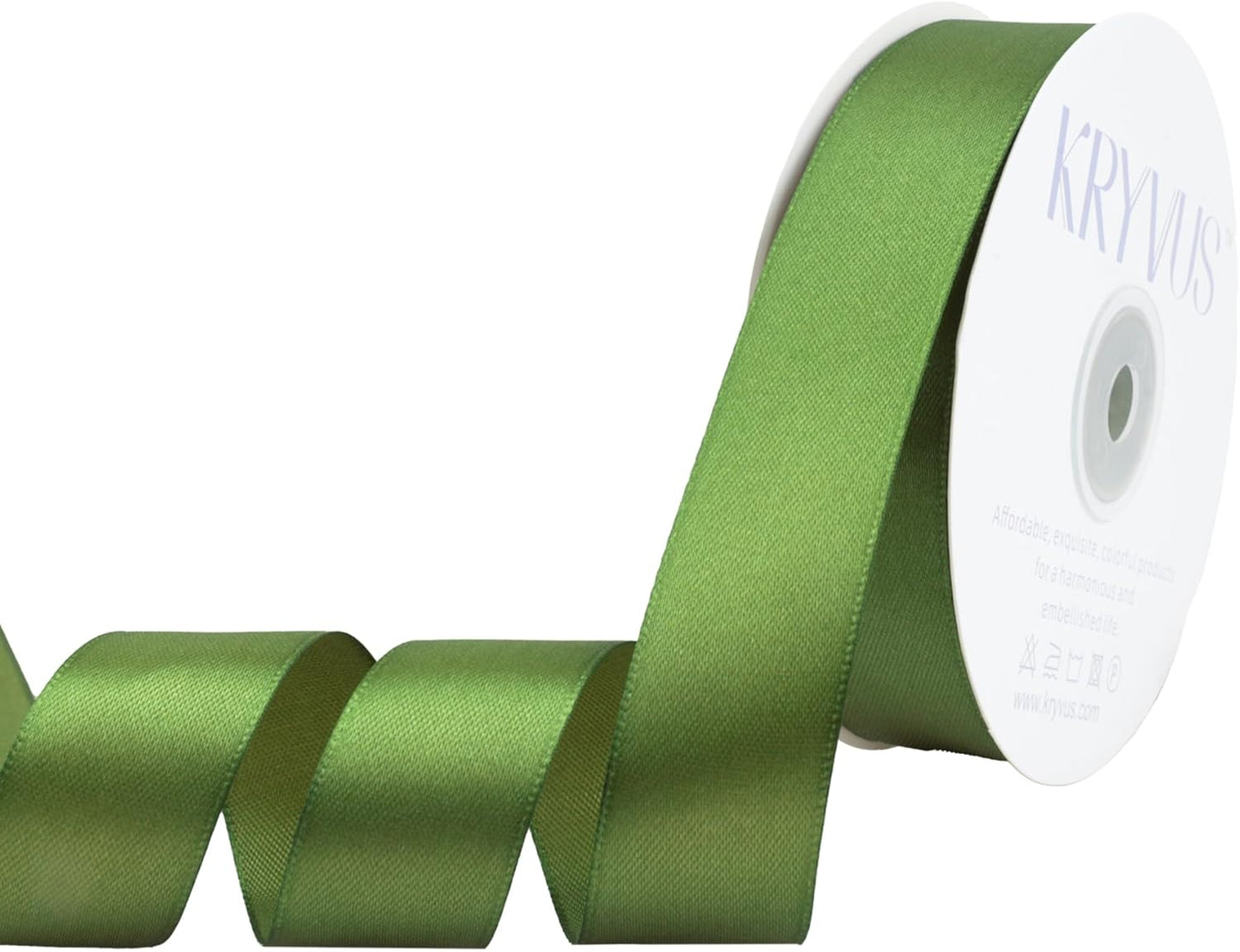 Olive Green Satin Ribbon 1 inch X Continuous 50 Yards, Single Face Polyester Ribbon Perfect for Gift Wrapping, Flower Bouquet, Wedding Decor, Crafts, Bow Making, Sewing and More