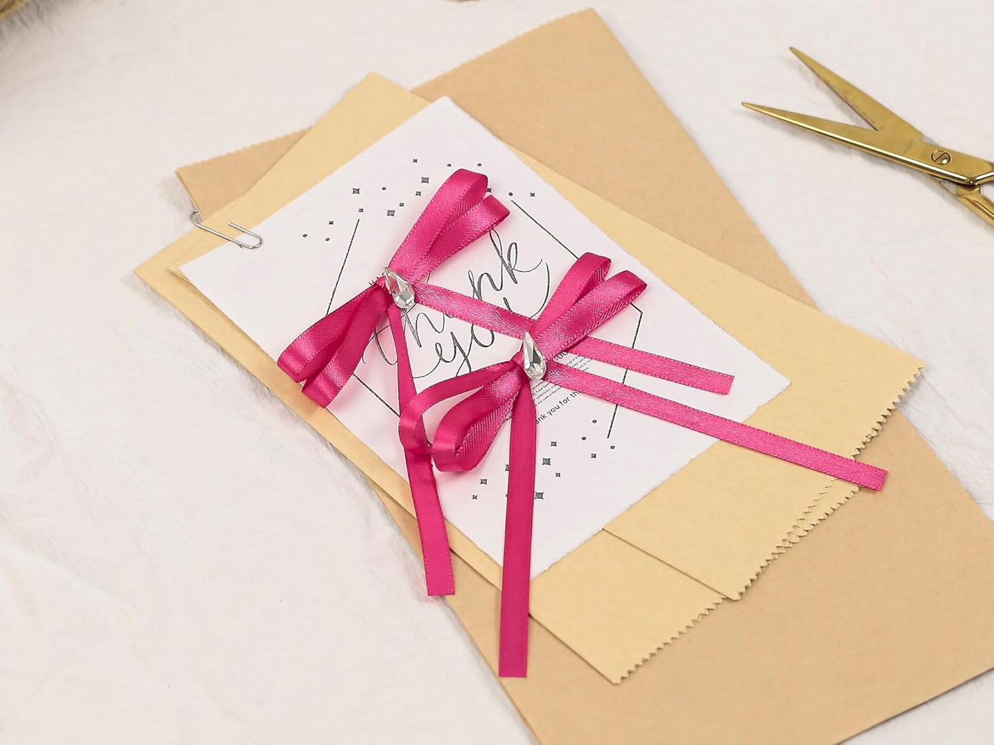 Rose Red Satin Ribbon 1/4 inch X Continuous 100 Yards, Single Face Polyester Ribbon Perfect for Gift Wrapping, Flower Bouquet, Wedding Decor, Crafts, Bow Making, Sewing and More