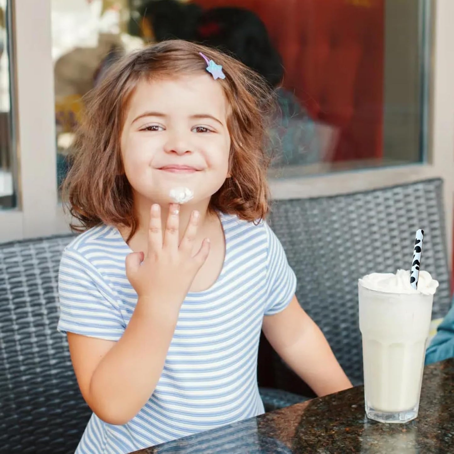 YAOSHENG [100 Pack] Pink & Gold Paper Straws Disposable, 100% Biodegradable Multi-Pattern Party Straws For Birthday, Wedding and Holiday Decoration (cow)