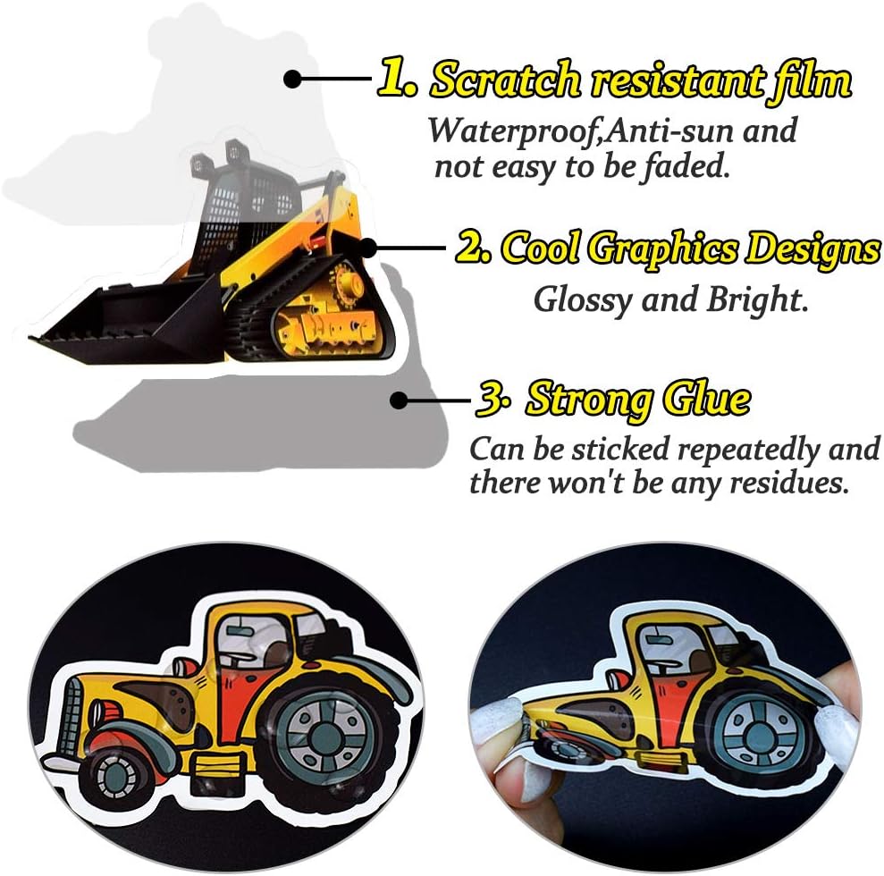 QTL Truck Stickers for Kids Boys Tractor Stickers for Water Bottles Easter Basket Stuffers Gifts for Kids Boys 50Pcs