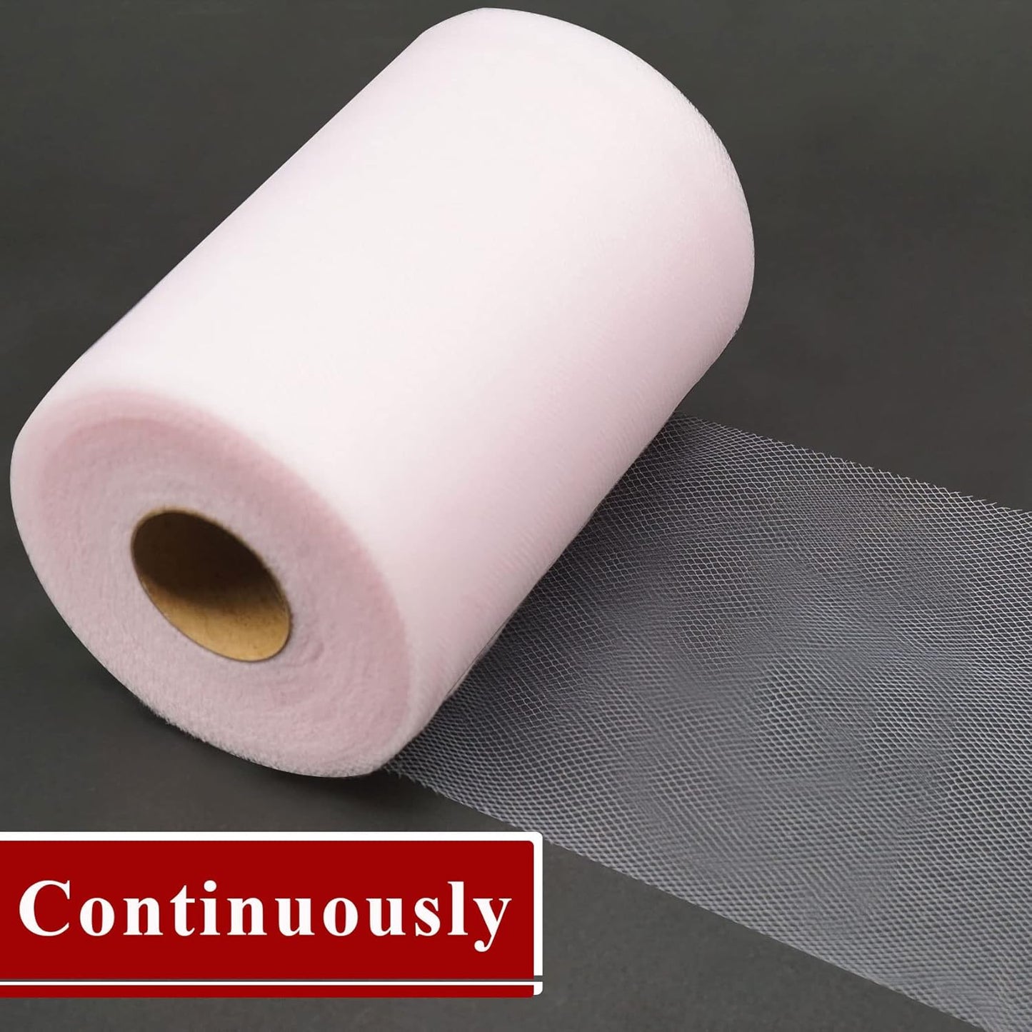 Light Pink Tulle Fabric Rolls 6 Inch by 200 Yards (600 feet) Fabric Spool Tulle Ribbon for DIY Light Pink Tutu Bow Baby Shower Birthday Party Wedding Decorations Craft Supplies