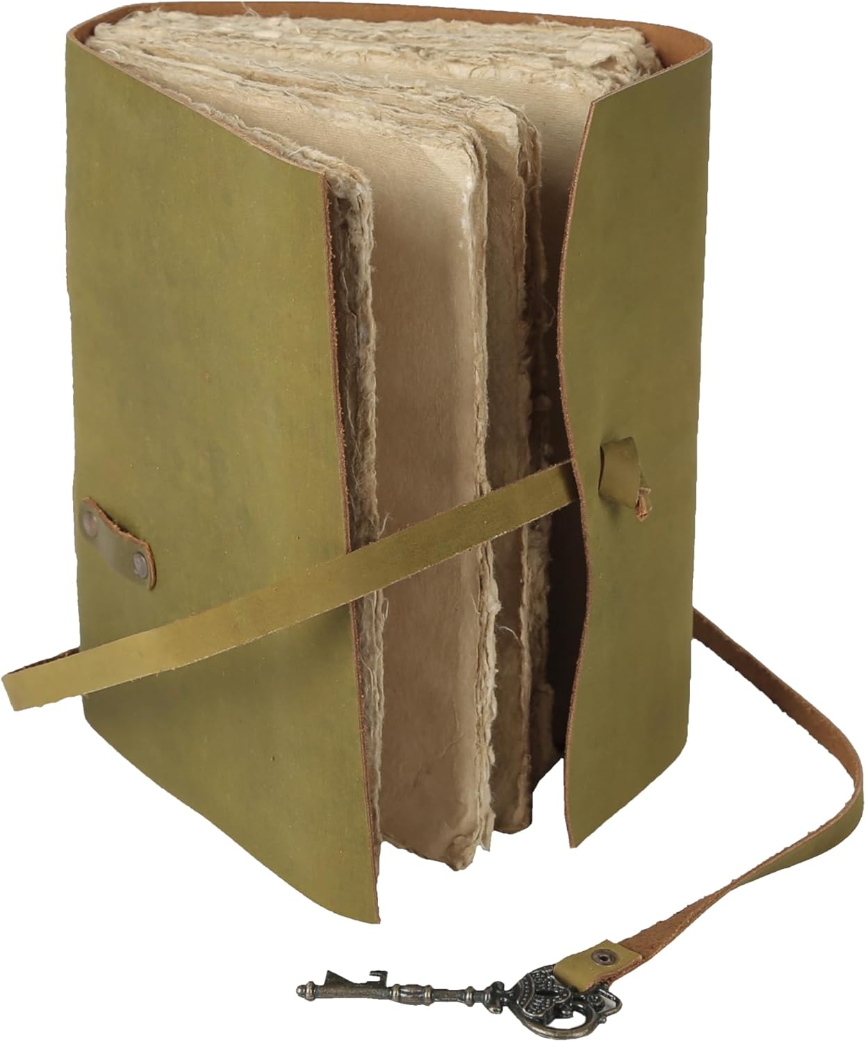 Leather Journal with Lined and Unlined Deckle Edge Paper 8x6 inch and Vintage Key | Handmade Writing Notebook Diary | Bound Daily Notepad for Men & Women Medium, Sketch/Writing pad for Artists