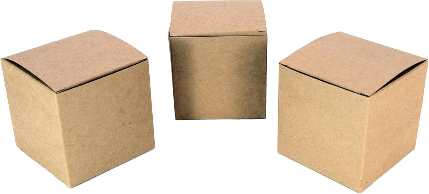25 Pcs Brown Paper Gift Boxes, Small Candy Treat Boxes Bulk, 3x3x3 inch Gift Box with Lids for Party Favors, Birthday Gifts, Wedding Gifts