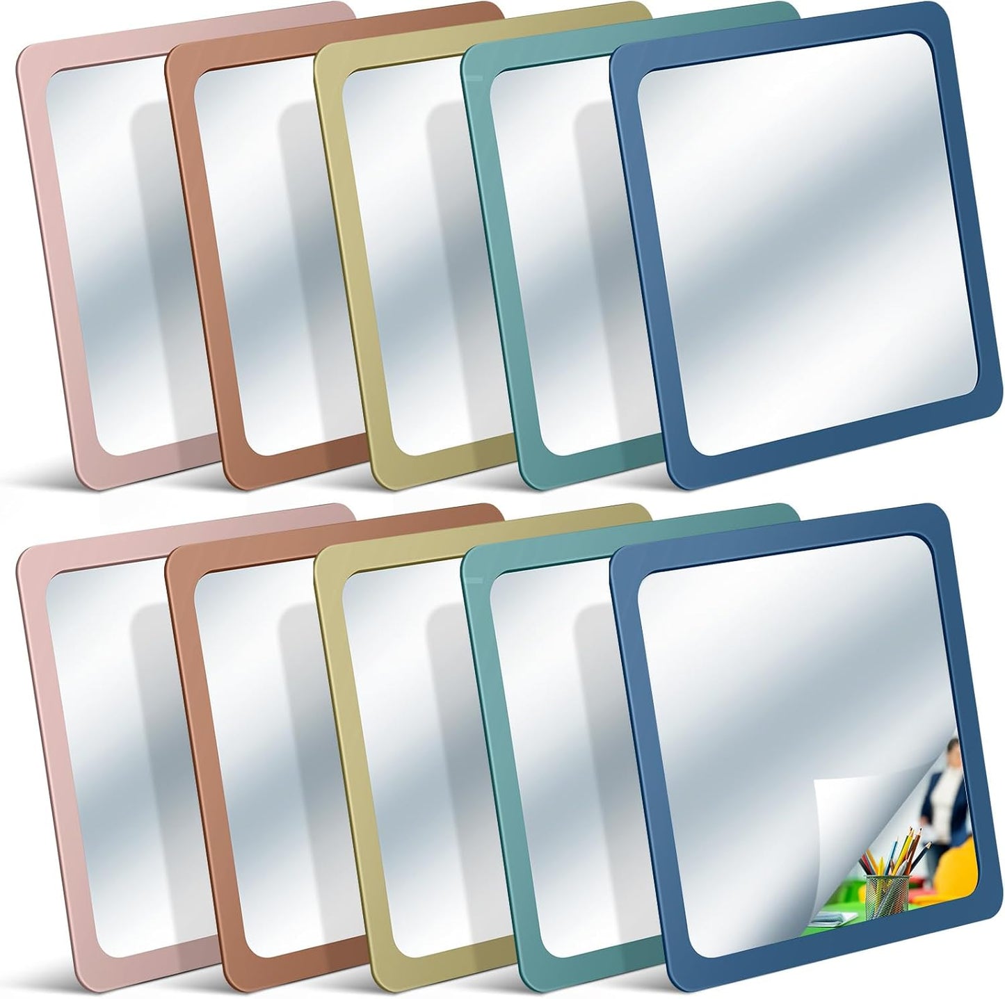 Dandat 10 Pcs Small Mirrors for Kids 6 x 6 Inch Square Shatter Proof Reflector Toddler Glass Plastic Reflector for Classroom DIY Craft Preschool Facial Expression (Gray Colors)