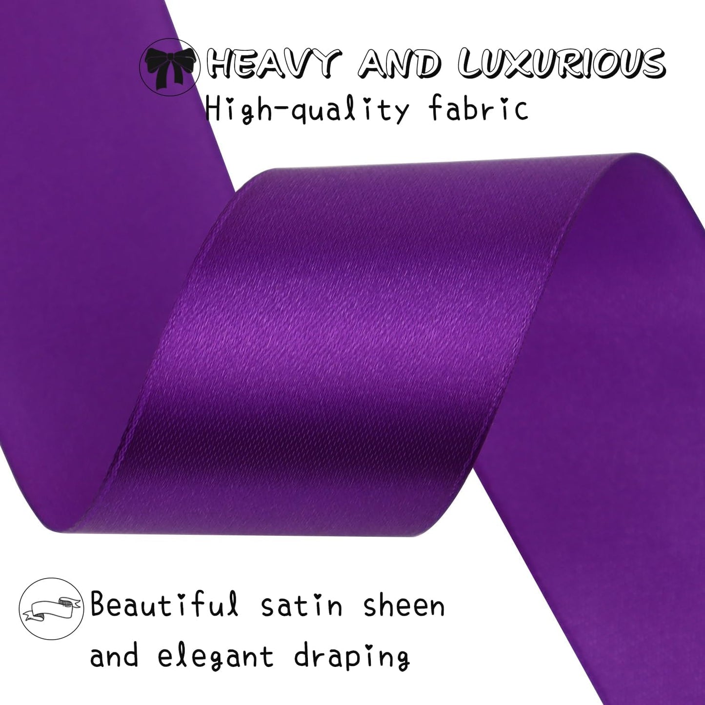 Purple Solid Satin Ribbon 1-1/2 Inch 50 Yards Solid Polyester Fabric Ribbon for Gift Wrapping Wedding Christmas Baby Shower Birthday Party Decoration Handmade Immortal Flower Craft
