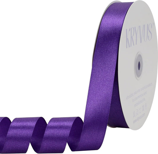 Purple Satin Ribbon 1 inch X Continuous 100 Yards, Single Face Polyester Ribbon Perfect for Gift Wrapping, Flower Bouquet, Wedding Decor, Crafts, Bow Making, Sewing and More