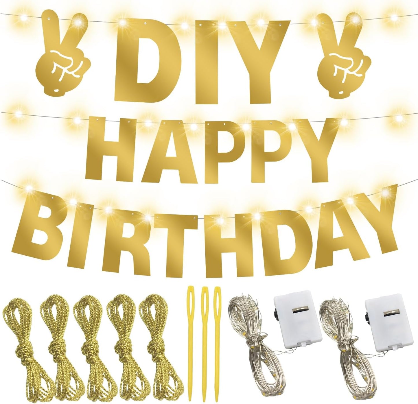 167Pcs DIY Glitter Customizable Banner Kit Custom Banner Happy Birthday Letter Banners Personalized Banners Decor for Christmas Baby Shower Birthday Party Decorations Supplies(Shiny Gold)