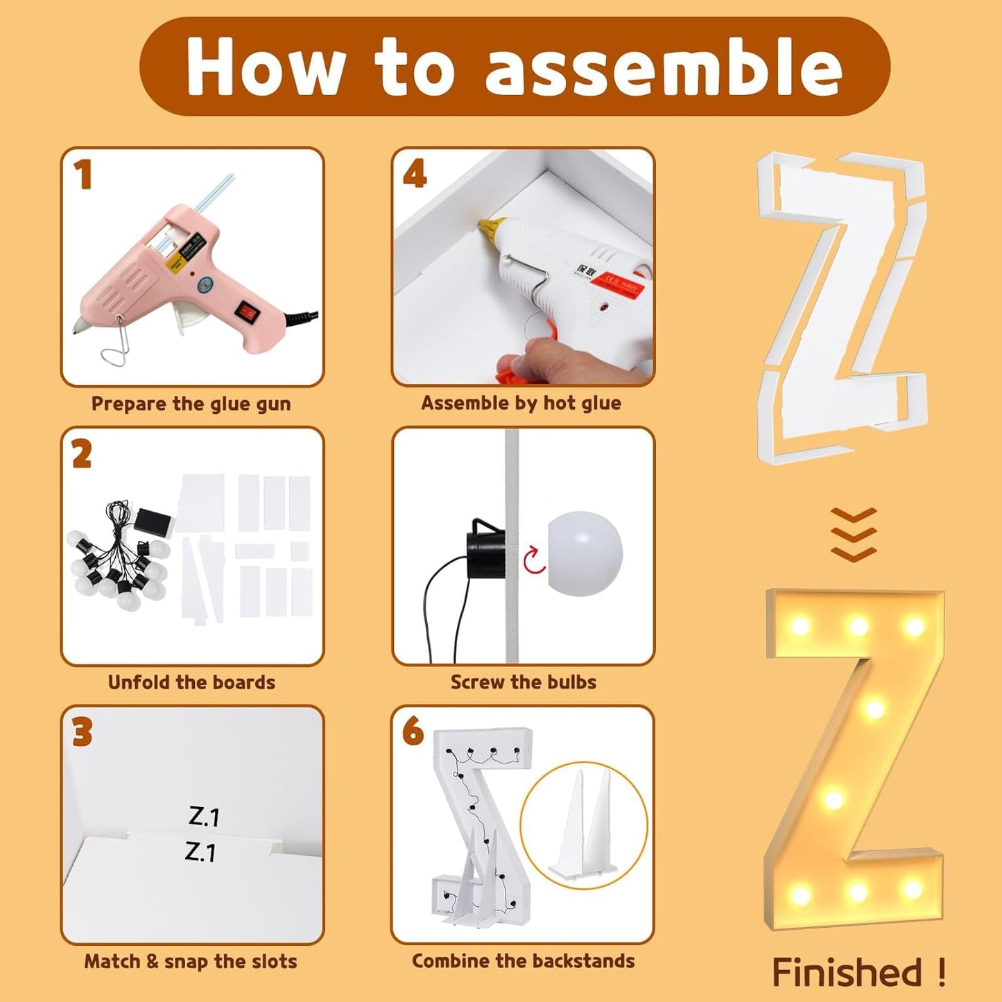 imprsv Marquee Light Up Letters, 3FT Mosaic Letters with Light for Baby Shower Graduation Party Decor, Large Z for Engagement Wedding Party Decorations (Need to Assemble)