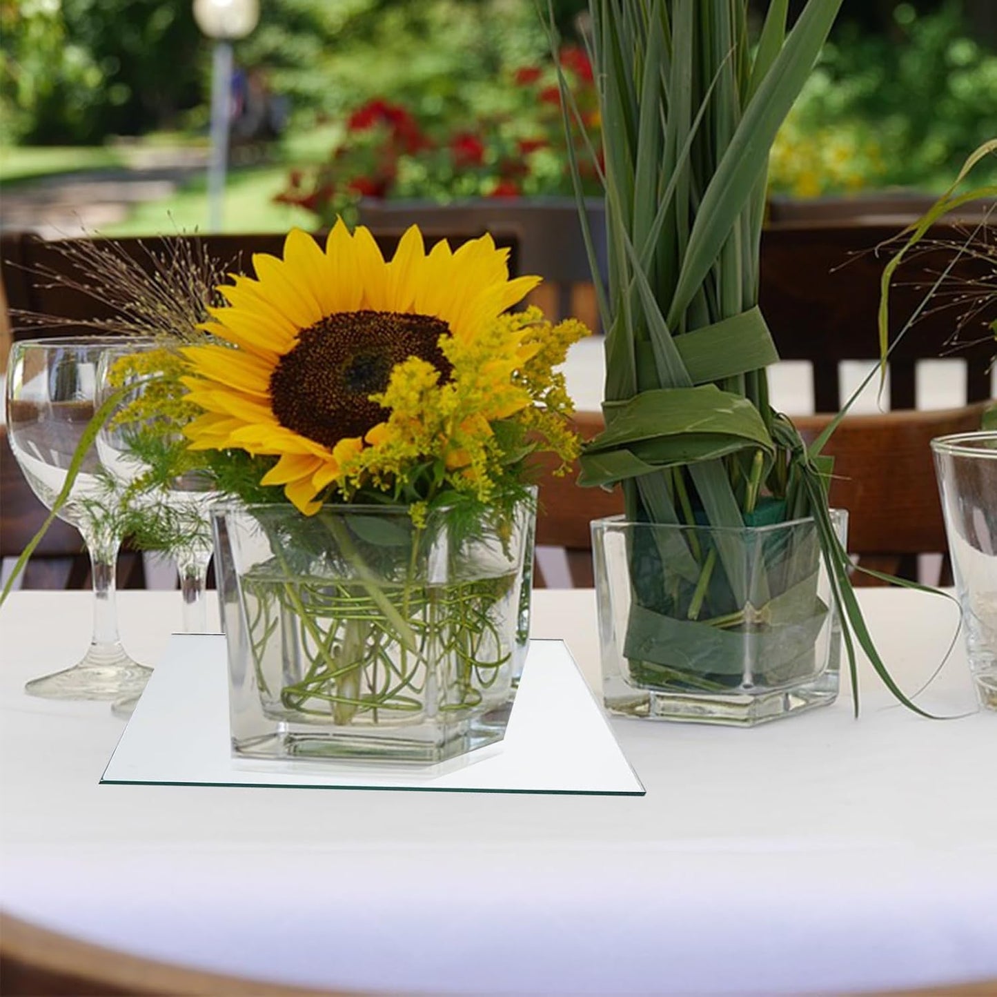 12 Pack Square Mirror Tray, 10 Inch Glass Centerpiece for Tables, Frameless Mirror for Flowers, Perfume, Party Decor, Wedding, Christmas Decorations