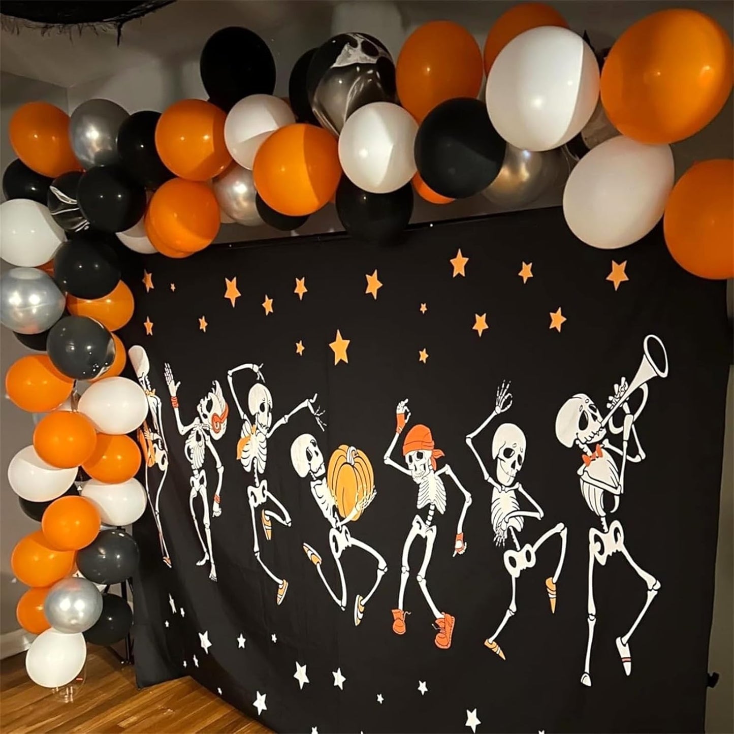 Orange and Black Halloween Balloons Set, 60Pcs 12 Inch Orange Black Marble White Latex Balloons with Bats Orange Black Confetti Helium Balloon for Happy Halloween Birthday Party Wedding Decorations