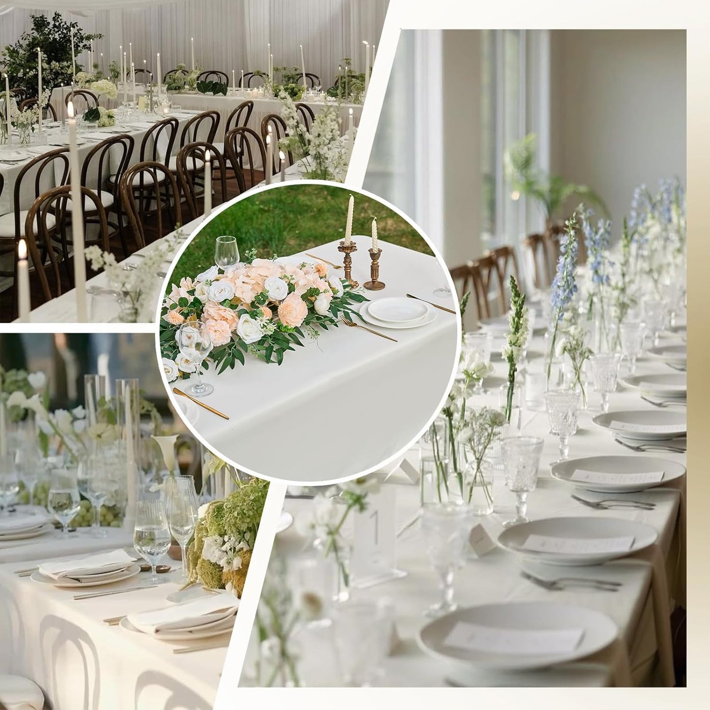 Ivory 6 Pack Polyester Table Cloth 60 x 126 Inch, Rectangle Tablecloths for 6 Foot Tables Washable Table Cloth for Party Wedding