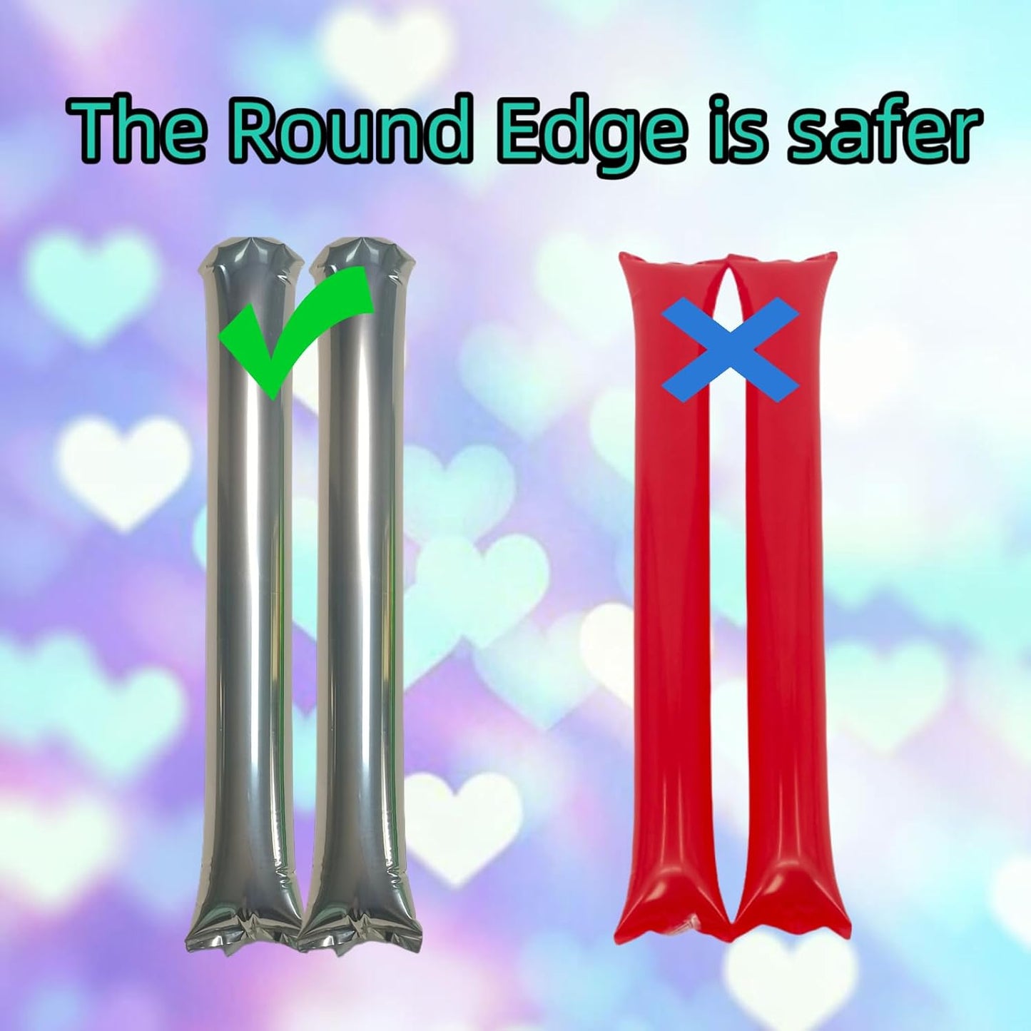 48pcs Round Head Boom Sticks Thunder Sticks Cheering Sticks Team Spirit Plastic Cheerleading Spirit Stick Clapper Inflatable Noise Maker Sports Supply (Silvery)