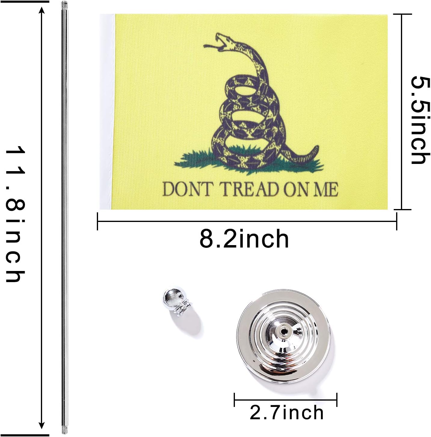 ZXvZYT 2 Pack American US Don't Tread On Me flag USA Snake table flag,Small Mini United States Tea Party Snake Desk Flags With Stand Base,for Patriots Parades Party Events Celebration Decorations