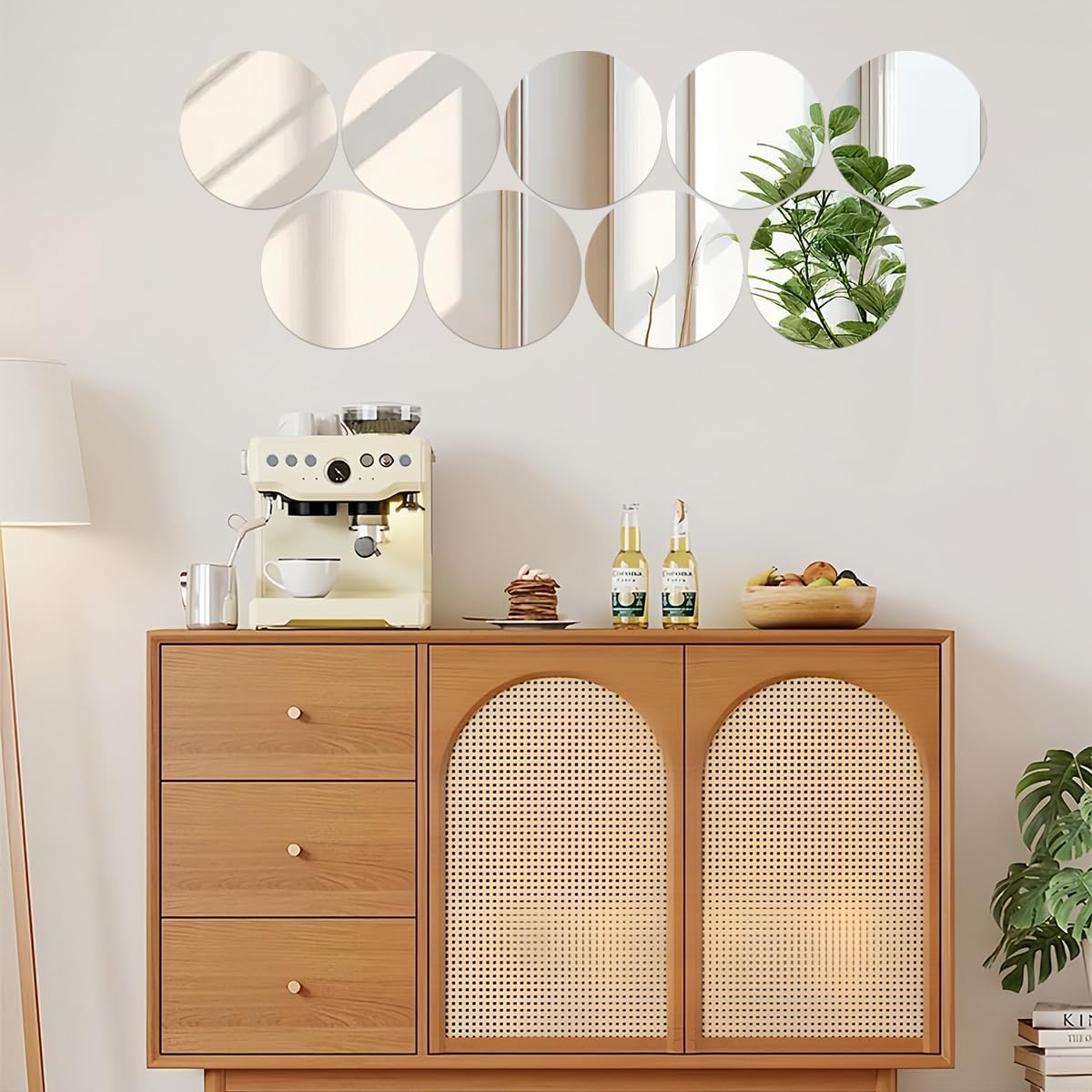 9PCS 12" Round Mirror Centerpieces for Tables Decorations, Acrylic Circle Mirror Centerpieces 2mm Mirror Tray Candle Plate Centerpiece for Wedding Table Christmas Party Decorations Wall Decor