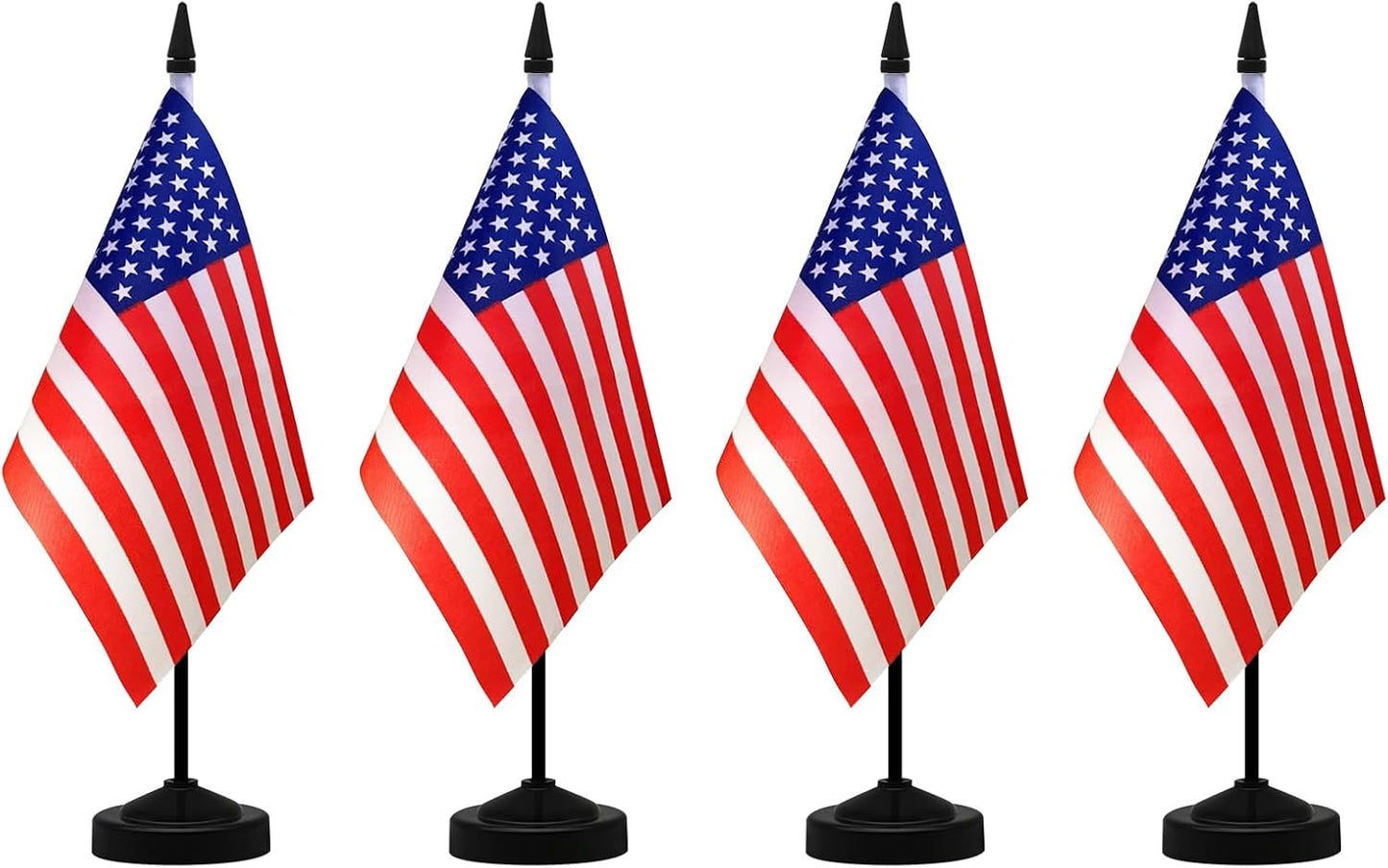 NQ American Desk Flag Set, 8.3 X 5.5 Inch Small American Flags on Stick, Mini American Flag with Stand Base, US Flag Decor for Table, Office, Home, Festival Decoration (2 Pack)
