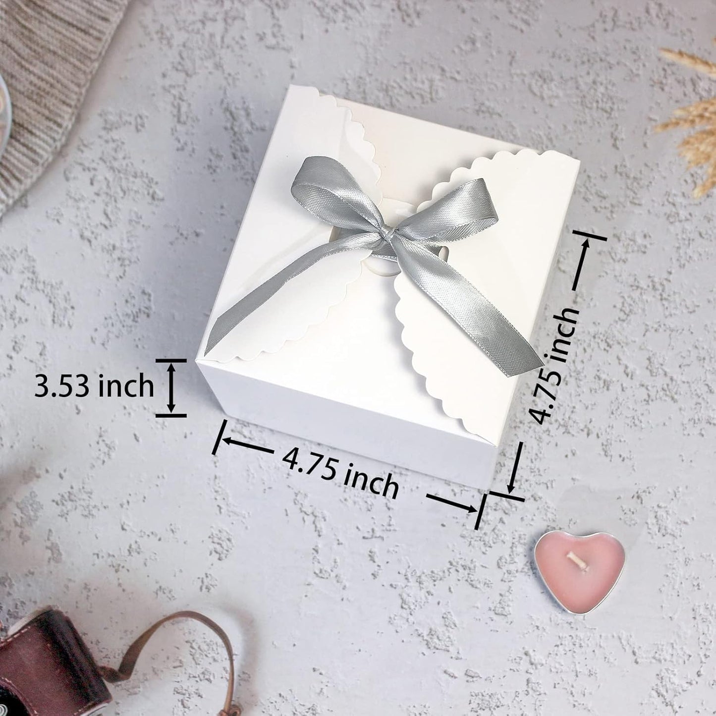 WEWILUCK Small White Gift Box, 10 PCS Pretty Favor Gift Boxes with Lids Bulk for Wedding, Bridesmaid Proposal, Birthday, Party, Holiday, Galentine's Day Presents, 4.75” x 4.75” x 3.53”