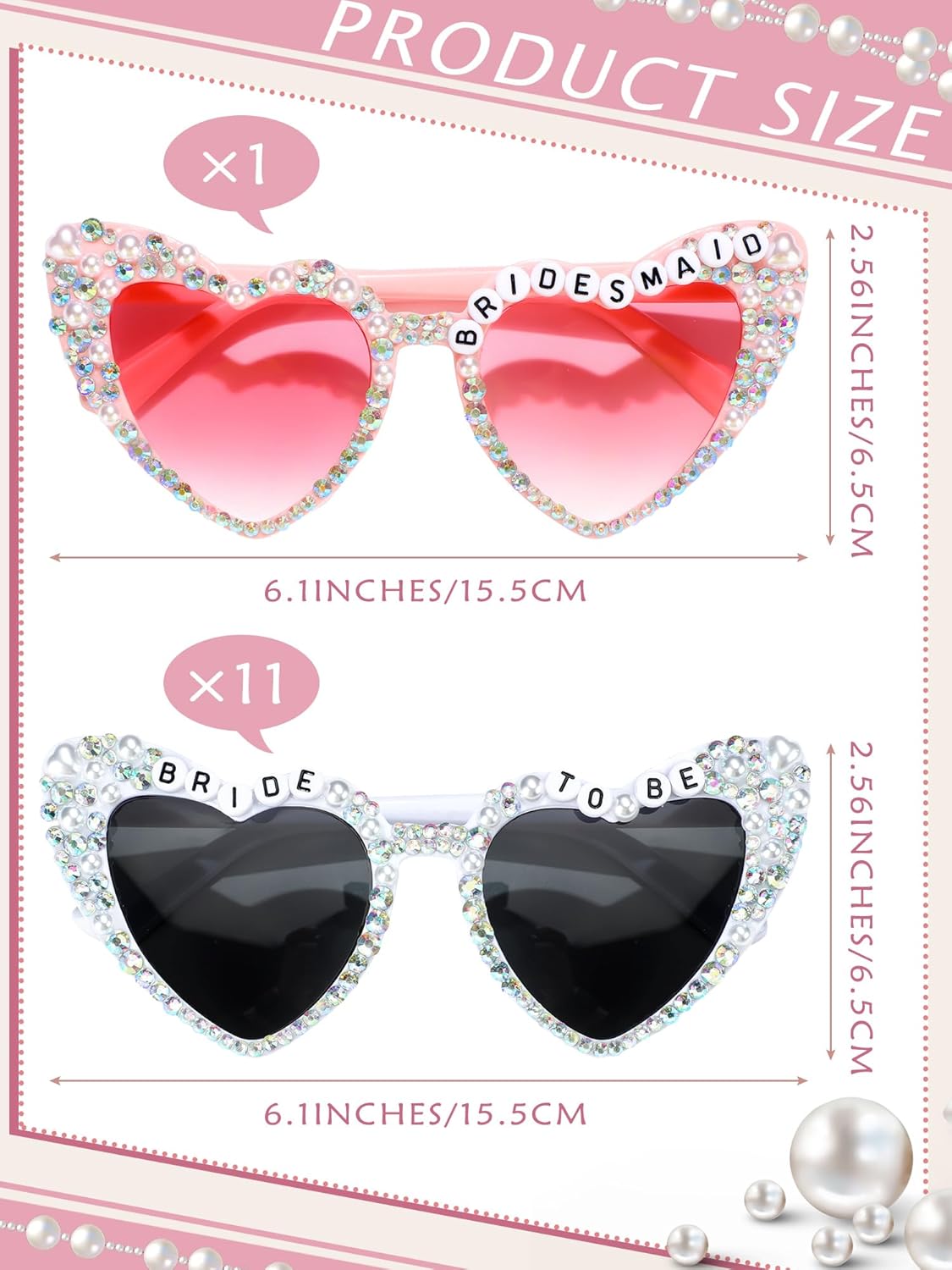 12 Pcs Bachelorette Party Sunglasses for Bridesmaids Bride Sunglasses for Wedding Party Favors