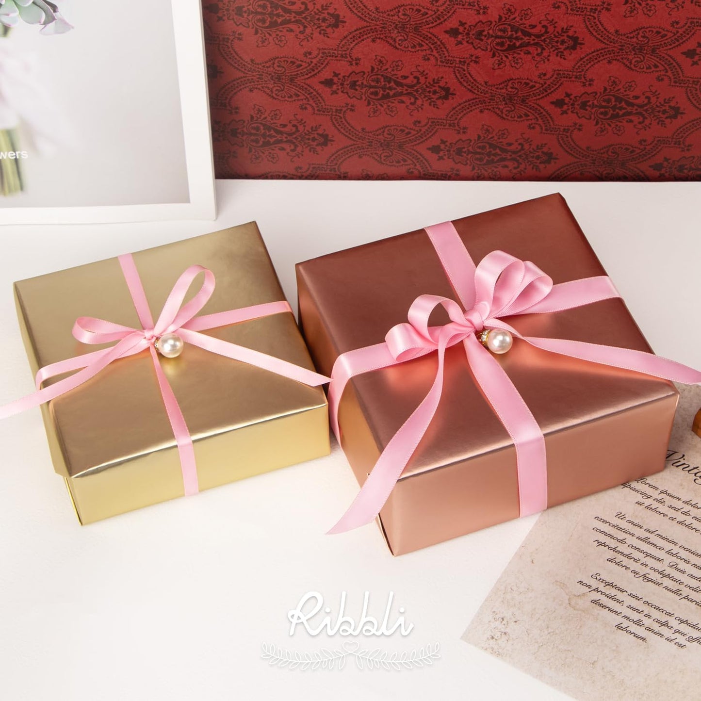 Ribbli Pink Satin Ribbon Double Faced Satin 1/2 Inch x Continuous 100 Yards-Pink Ribbon for Gift Wrapping Crafts Wedding Decoration Bows Bouquet Floral Arrangement