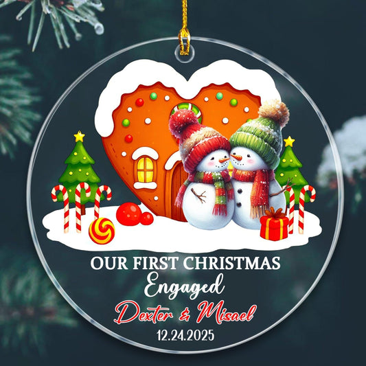 Our First Christmas Engaged Ornament 2025, Personalized Date & Name Engaged Couple Keepsake Ornaments Gift for Bride/Groom to Be, Customized Mr & Mrs Keepsake Ornament for Bridal Shower Engagement