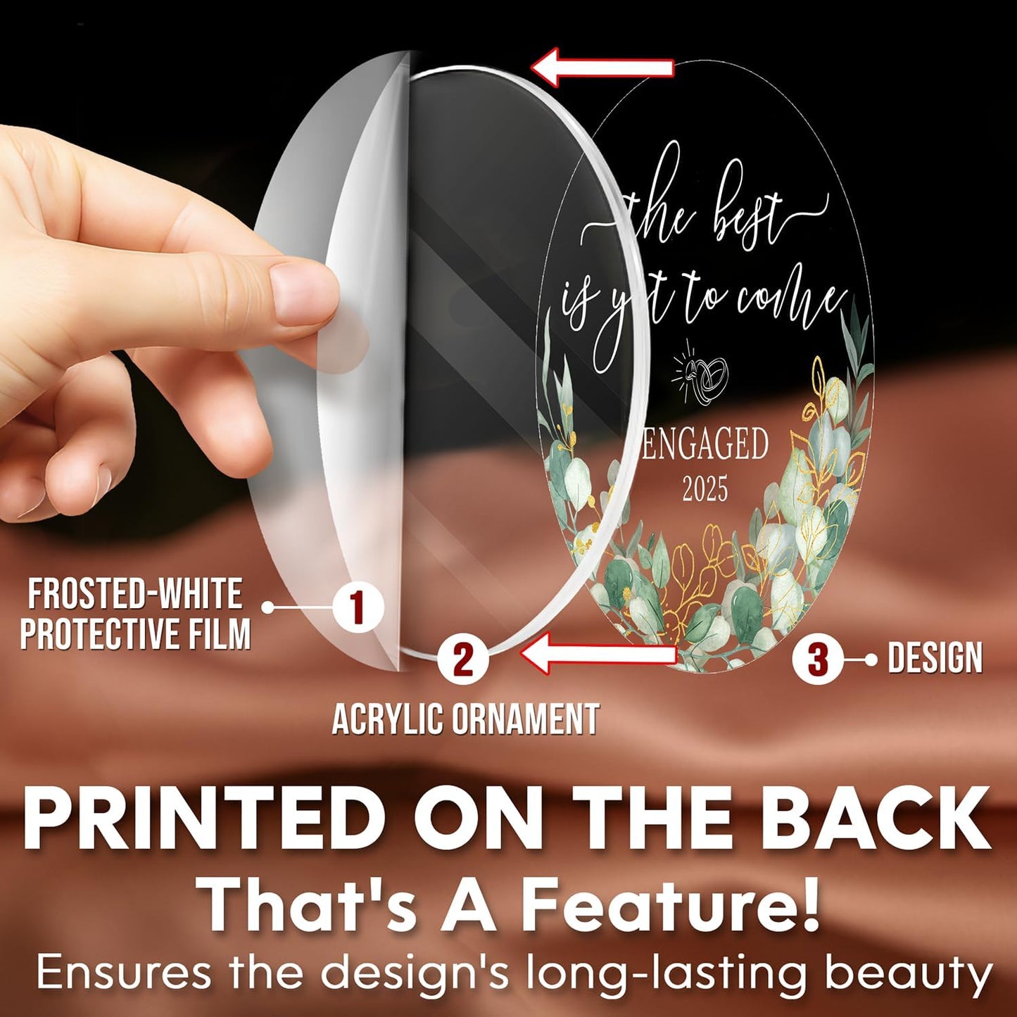 HEXMOZ Engagement Gifts for Couples - Engagement Gift for Newly Engaged Couples, Women, Fiance, Her - Bride to Be Gifts, First Christmas Just Engaged Acrylic Ornament 2025 - Party Decorations